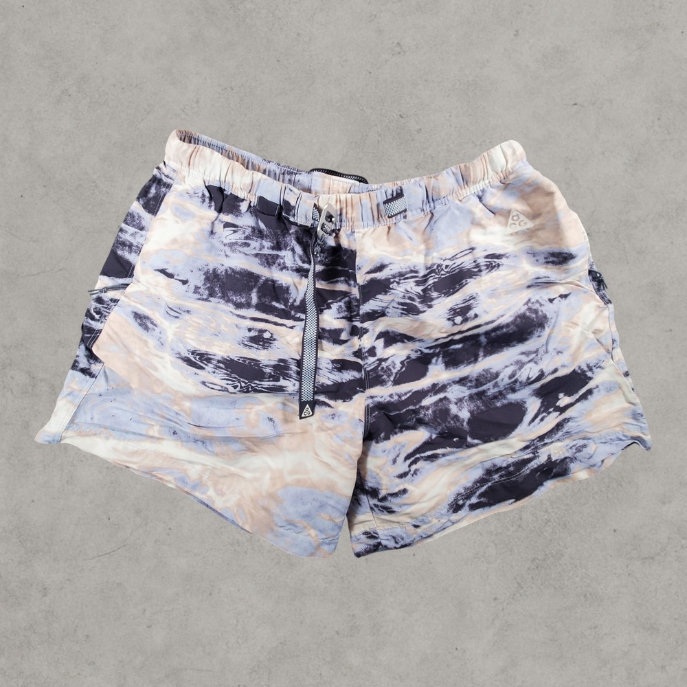 Nike ACG Shorts Men XL Marble Tie Dye Nylon Trail Gorpcore Purple Tan DH7149-540 - Picture 1 of 9